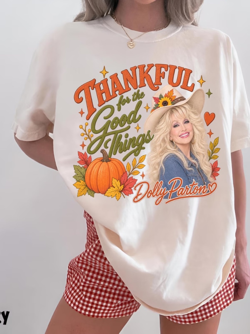 Comfort Colors White 'Thankful for the Good Things' Dolly Parton Graphic Tee